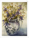 Iris, Chrysanthemums and Carnations in a Copeland Jug by Joan Thewsey