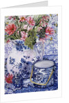 Gerberas in a Coalport Jug with Blue Pots by Joan Thewsey