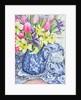 Daffodils, Tulips and Irises with Blue Antique Pots by Joan Thewsey
