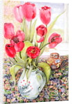Tulips in a Rye Jug by Joan Thewsey