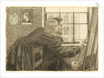 G P Boyce with Fanny Cornforth at Rossetti's Studio, Chatham Place, c.1858 by Dante Gabriel Charles Rossetti