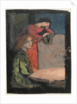Two Girls by a Table Look out on a Starry Night, 1905 by Frederick Cayley Robinson
