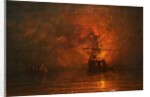 Ship on Fire, 1873 by James Francis Danby