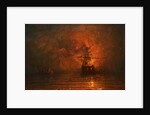 Ship on Fire, 1873 by James Francis Danby