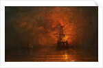 Ship on Fire, 1873 by James Francis Danby
