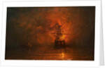 Ship on Fire, 1873 by James Francis Danby