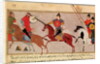 Ms Pers.113 f.29 Genghis Khan Fighting the Tartars by Persian School