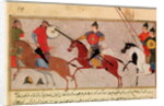 Ms Pers.113 f.29 Genghis Khan Fighting the Tartars by Persian School