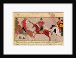 Ms Pers.113 f.29 Genghis Khan Fighting the Tartars by Persian School