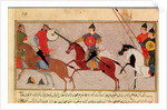 Ms Pers.113 f.29 Genghis Khan Fighting the Tartars by Persian School