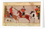 Ms Pers.113 f.29 Genghis Khan Fighting the Tartars by Persian School