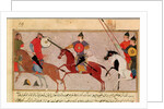 Ms Pers.113 f.29 Genghis Khan Fighting the Tartars by Persian School