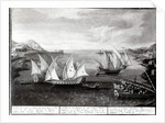 Incident off Patras between the Venetian Captain Ivanovich da Dabrota and the Turkish Pirate Barbarossa, 17 April 1751 by Italian School