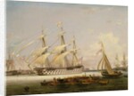 A Three-Decker Entering Portsmouth Harbour, 1836 by Lieutenant Robert Strickland Thomas
