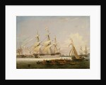 A Three-Decker Entering Portsmouth Harbour, 1836 by Lieutenant Robert Strickland Thomas