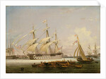 A Three-Decker Entering Portsmouth Harbour, 1836 by Lieutenant Robert Strickland Thomas