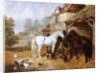 Horses in a Farmyard by John Frederick Herring Snr