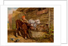 Boy with Calves and Trough by Henry Dawson