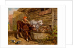 Boy with Calves and Trough by Henry Dawson