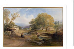 Landscape, Bridge and Figures by Thomas Miles (attr. to) Richardson