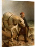Man with Horse and Lantern by School English