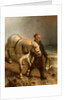 Man with Horse and Lantern by School English