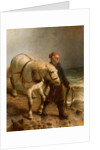 Man with Horse and Lantern by School English