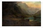 Highland Loch with Stag by Thomas Henry Gibb