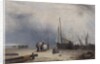 Coast Scene with Boats and Figures by School English