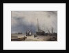 Coast Scene with Boats and Figures by School English
