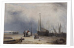 Coast Scene with Boats and Figures by School English