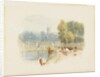 River Scene with Church by Myles Birket Foster