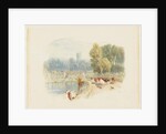 River Scene with Church by Myles Birket Foster