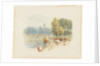 River Scene with Church by Myles Birket Foster