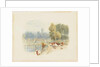 River Scene with Church by Myles Birket Foster