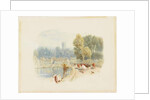 River Scene with Church by Myles Birket Foster