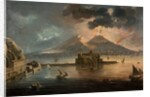 Naples at Night with Vesuvius Erupting by Pietro Antoniani