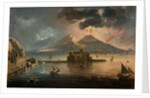 Naples at Night with Vesuvius Erupting by Pietro Antoniani