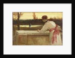 Girl on a Balcony Watching a Couple by a Lake by Philip Richard Morris
