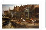 London River - The Limehouse Barge-Builders, 1877 by Charles Napier Hemy