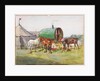 Three Horses and a Green-Roofed Caravan by John Atkinson