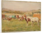 Two Horses and a Circus Van by John Atkinson