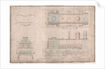 Construction drawing, 0-4-2 locomotive and tender by R. and W. Hawthorn and Co. for the Stanhope and Tyne Railway Co by English School