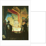 A Scene in a Theatre: A Performance Seen from a Box in which Three figures are Standing, 1908 by James Dickson Innes