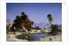 Leon-Adolphe Belly the caravan in the desert oasis by Leon-Auguste-Adolphe Belly