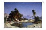 Leon-Adolphe Belly the caravan in the desert oasis by Leon-Auguste-Adolphe Belly