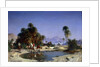 Leon-Adolphe Belly the caravan in the desert oasis by Leon-Auguste-Adolphe Belly