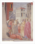 The Distribution of Alms and Death of Ananias by Tommaso Masaccio