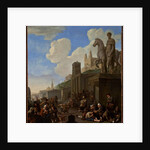 A Street Scene with a Capriccio of Roman Buildings by Johannes Lingelbach