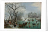 Winter Landscape with Skaters near a Castle, 1615 by Adriaen Pietersz. van de Venne